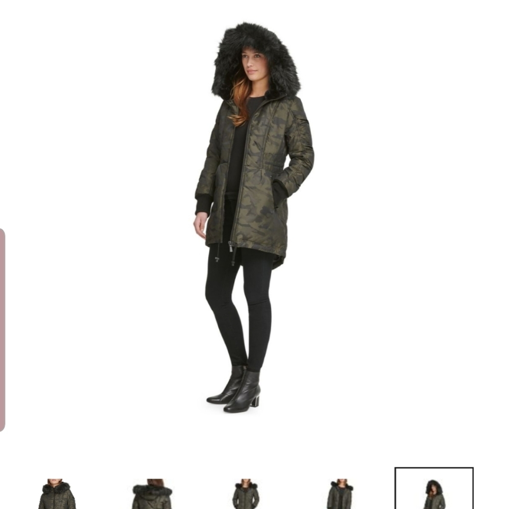 DKNY camo fur coat